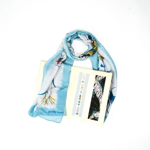 Blue Watercolor Bug Cotton Blend Scarf